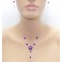 Parure strass violette, 3 pièces, boucles d'oreille, et collier