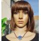 Collier perle fantaisie sur cordon de velours, bleu