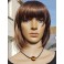 Collier perle fantaisie sur cordon de velours, marron
