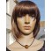 Collier perle fantaisie sur cordon de velours, marron