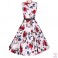 Robe vintage, rockabilly, pin-up, motifs bleu et rouge