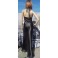 Robe longue noire, nouée derrière le cou en satin